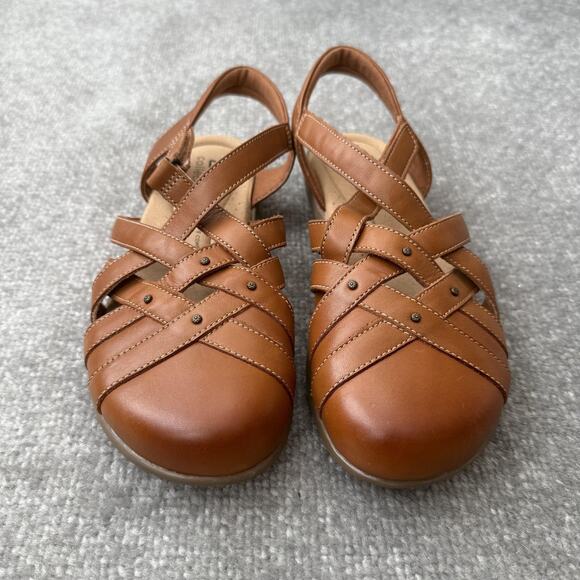 Clarks Collection Sandals Womens Size 6.5 Brown Fisherman Comfort Strappy Shoes - Picture 2 of 14